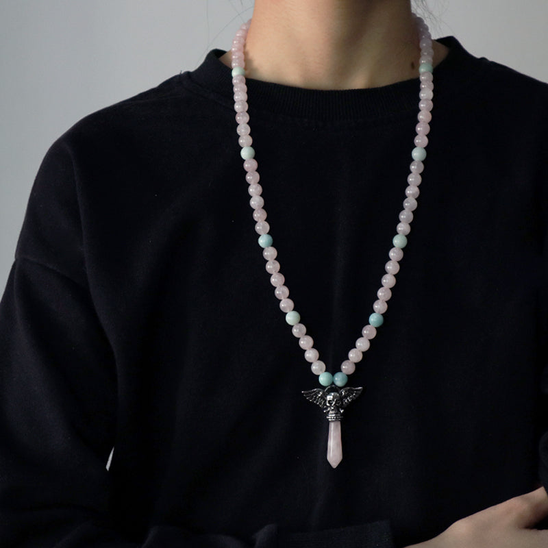 OEM Factory Handmade Wholesale Customized Men Women Adjustable Woven Cord Macrame 8mm Natural Stone Beads Skull Pendant Necklace