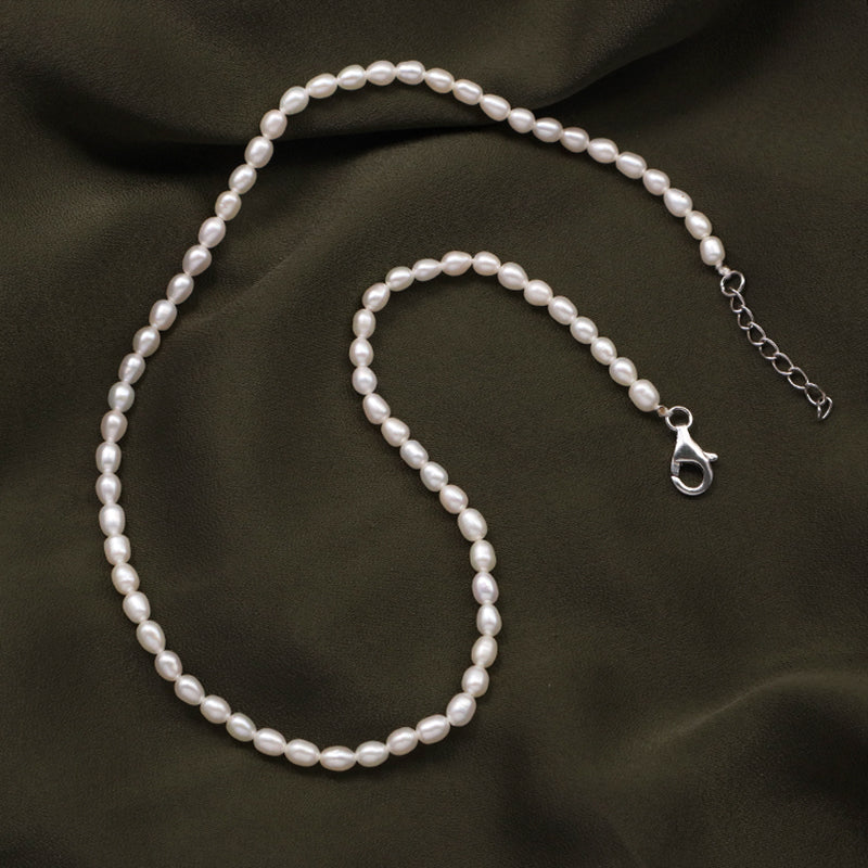 Custom Wholesale Classic Design Factory Handmade OEM 925 Sterling Silver 4mm Natural Freshwater Pearl Necklace For Women Gift