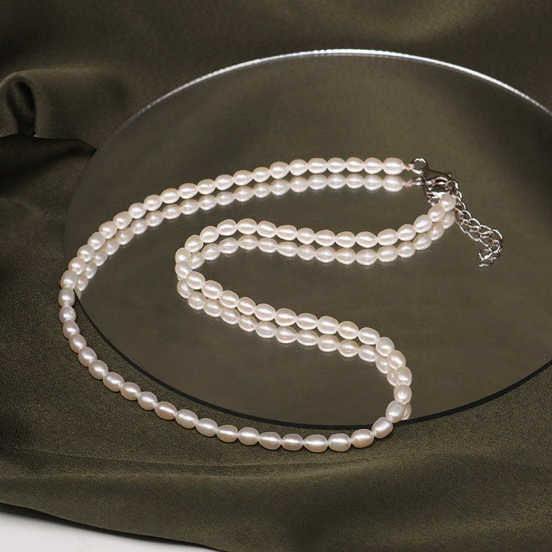 Custom Wholesale Classic Design Factory Handmade OEM 925 Sterling Silver 4mm Natural Freshwater Pearl Necklace For Women Gift