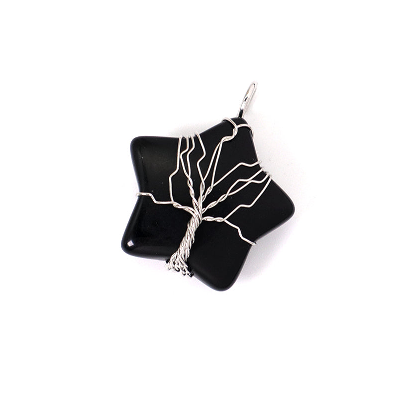 Custom Various Wholesale Star Charm Pendant Rhodium Plated Star Healing Natural Stone Pendant For Necklace Jewelry Making