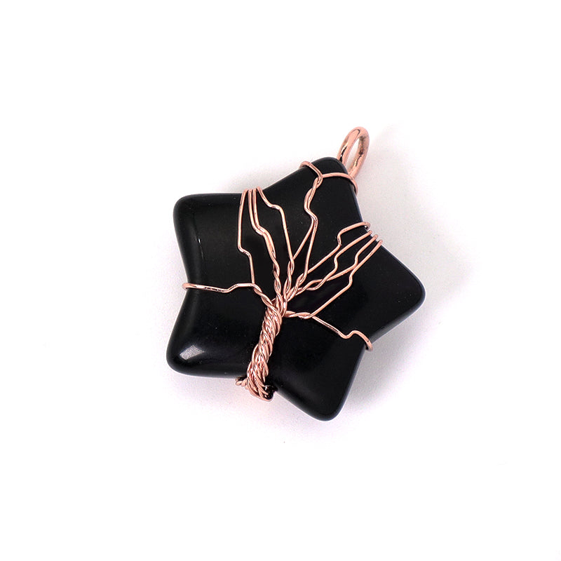 Wholesale Custom Healing Stone Star Charm Necklace Pendant Jewelry Rose Gold Plated Star Natural Energy Stone Pendant