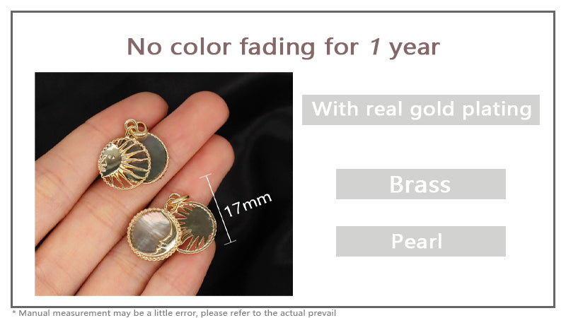 DIY Moon Charm Pendant Jewelry Factory Wholesale Custom Trendy Women Two-sided Gold Plated Moon Sun Pearl Pendant For Necklace