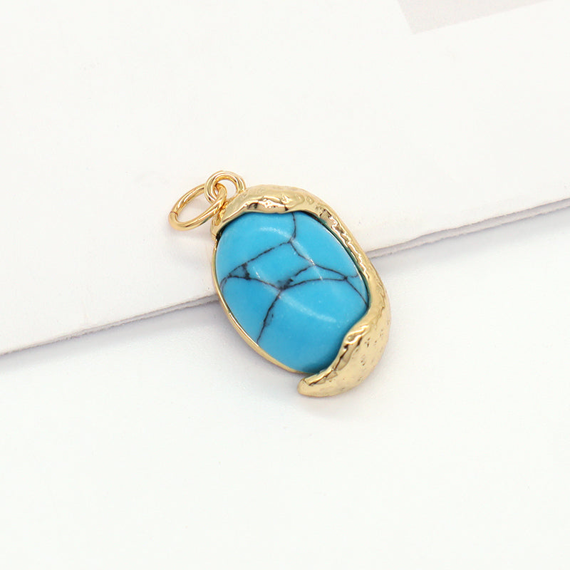 Hot Selling Newest Red Blue Purple Healing Stone Charm Necklace Pendant Gold Plated Natural Stone Pendant For Jewelry Making