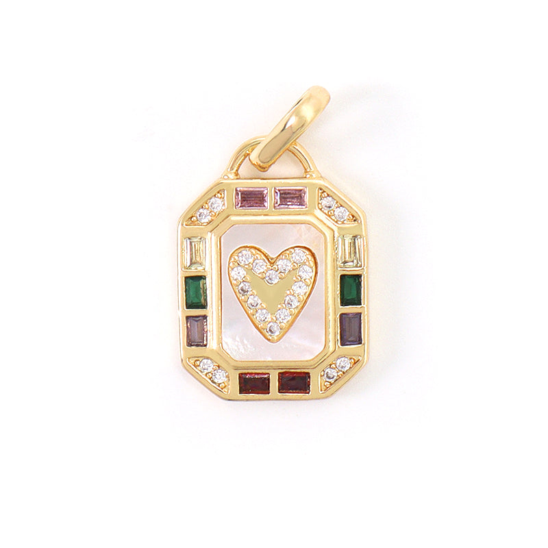 Various Color DIY China Factory Custom Shell Heart Charm Pendant Jewelry CZ Gold Plated Natural Shell Heart Pendant For Necklace