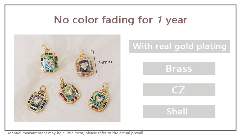 Shell Heart Charm Pendant Jewelry Various Color DIY China Factory Custom CZ Gold Plated Natural Shell Heart Necklace Pendant