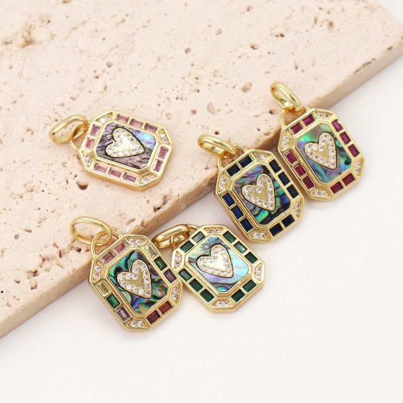 Shell Heart Charm Pendant Jewelry Various Color DIY China Factory Custom CZ Gold Plated Natural Shell Heart Necklace Pendant