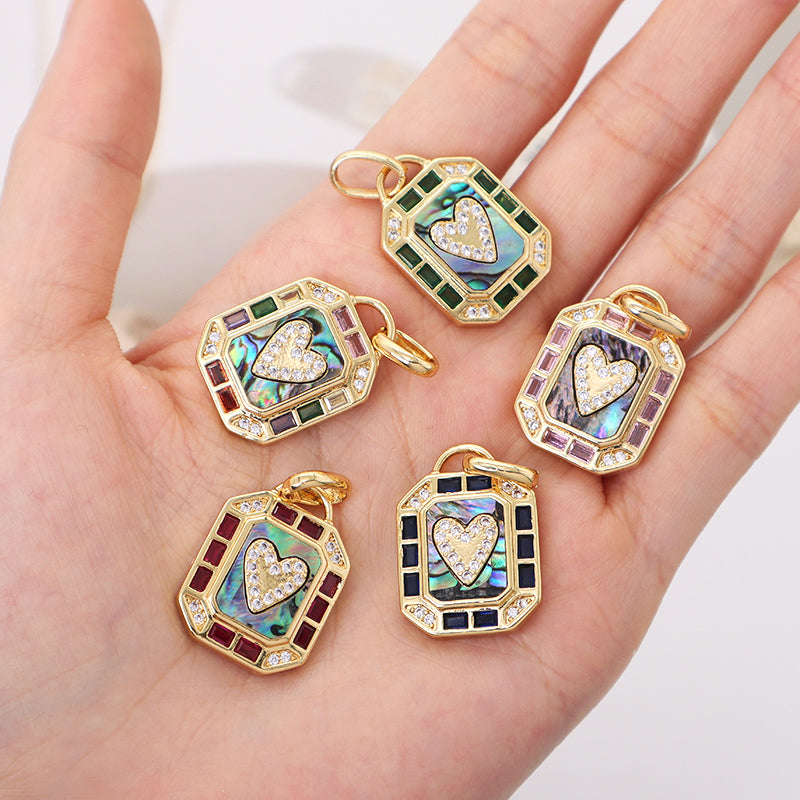 Shell Heart Charm Pendant Jewelry Various Color DIY China Factory Custom CZ Gold Plated Natural Shell Heart Necklace Pendant