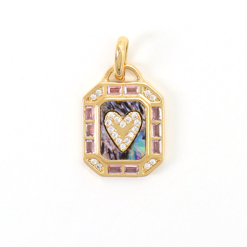 Shell Heart Charm Pendant Jewelry Various Color DIY China Factory Custom CZ Gold Plated Natural Shell Heart Necklace Pendant