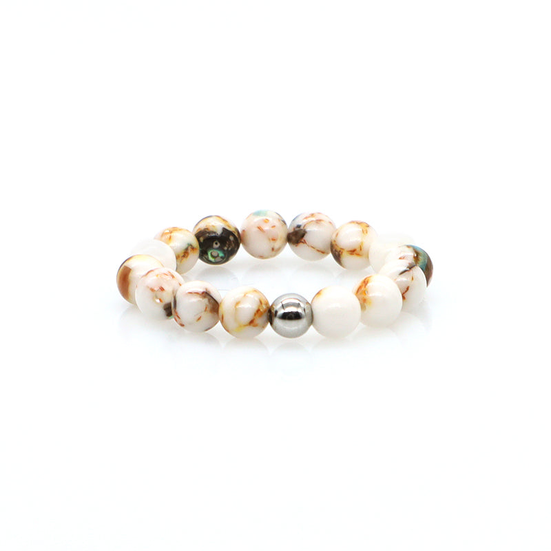 Customized Gemstone Women Men Handmade Fashion Wholesale China Factory OEM Rhodium Brass Stretch 5mm Natural Stone Beads Ring