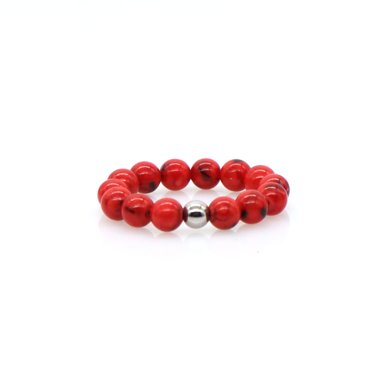 Wholesale Customized Various Gemstone OEM Rhodium Brass Beads Handmade Stretch Natural Stone 5mm Jade Beaded Ring For Women Gift