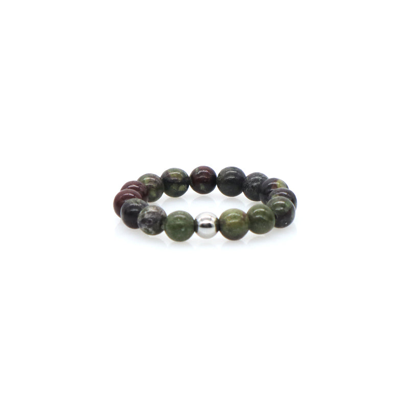 Bohemian Handmade Natural Semi-precious Stone Ring Multi Color Custom OEM Stretch Rope Gemstone Ring Boho 5mm Bead For Men Women