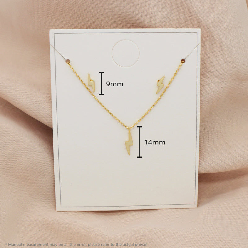 Wholesale Trendy Women Gift Custom Gold Plated Smiley Face Lightning Earrings Stud Necklace 925 Sterling Silver Jewelry Sets