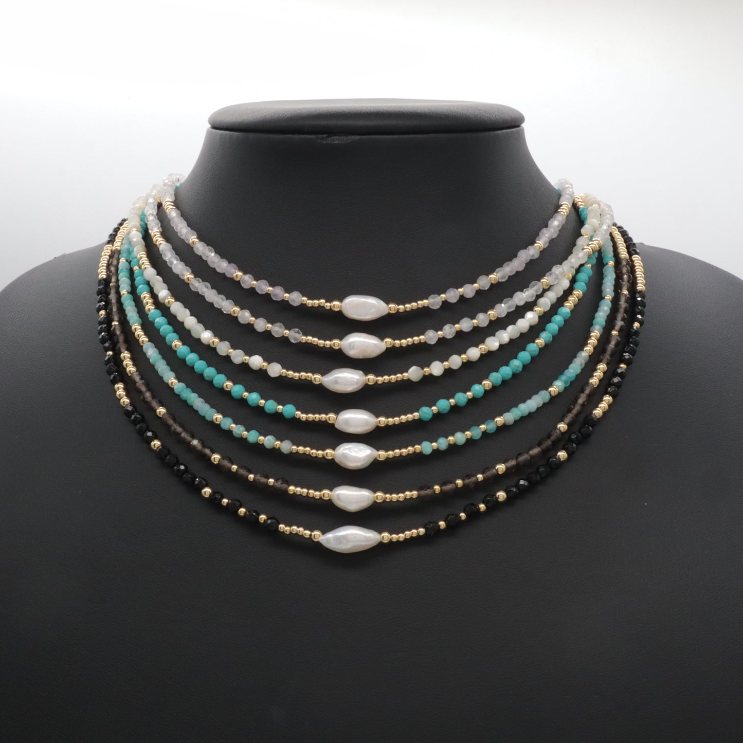 Custom Handmade 925 Sterling Silver Natural Stone Beads Jewelry Fresh Water Pearl Necklace