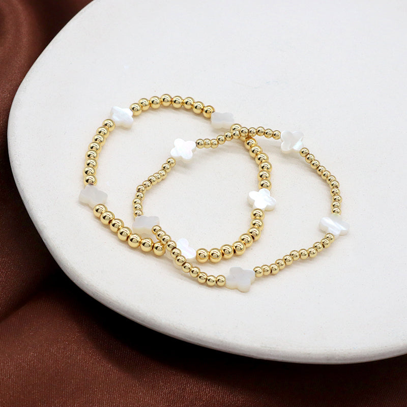 Newest Wholesale OEM Factory Fashion Custom Handmade Fashionable Brass Bead Shell Charm Bracelet For Gift Women