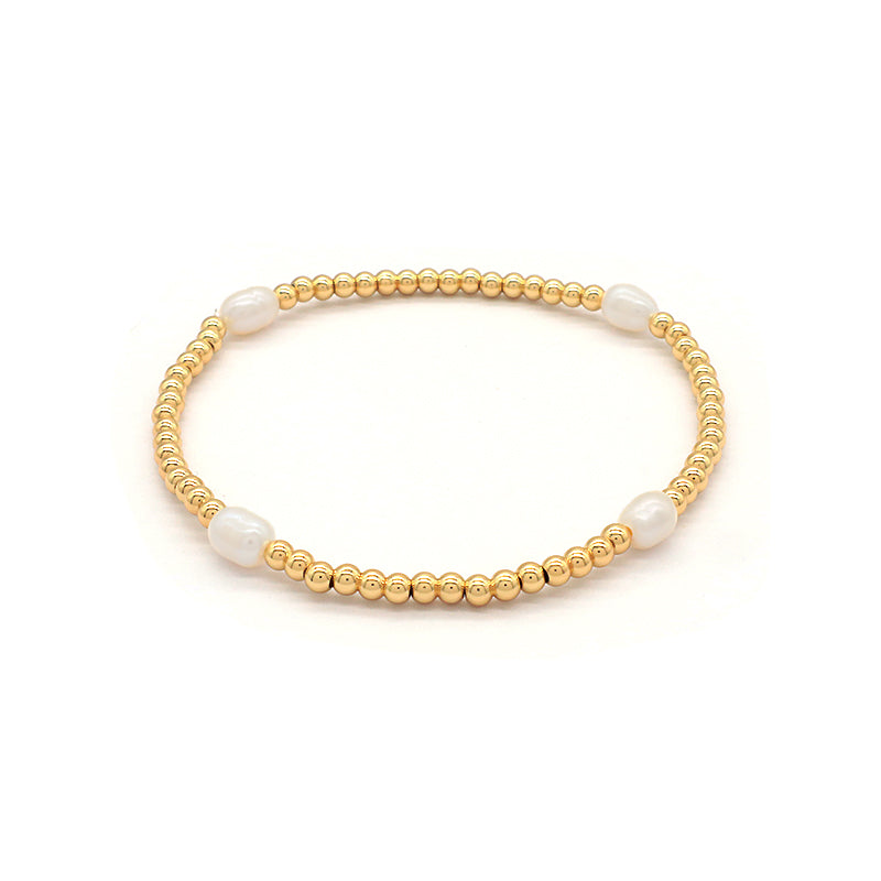 Handmade OEM Wholesale Fashion Custom Adjustable Gold Plated Brass Beads Fresh Water Pearl Bracelet