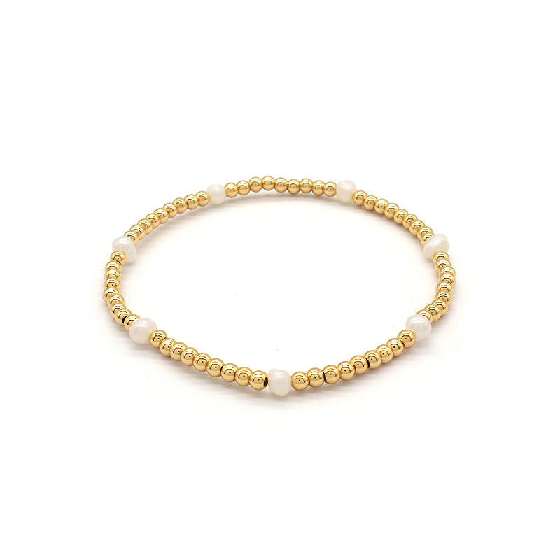 Handmade OEM Wholesale Fashion Custom Adjustable Gold Plated Brass Beads Fresh Water Pearl Bracelet