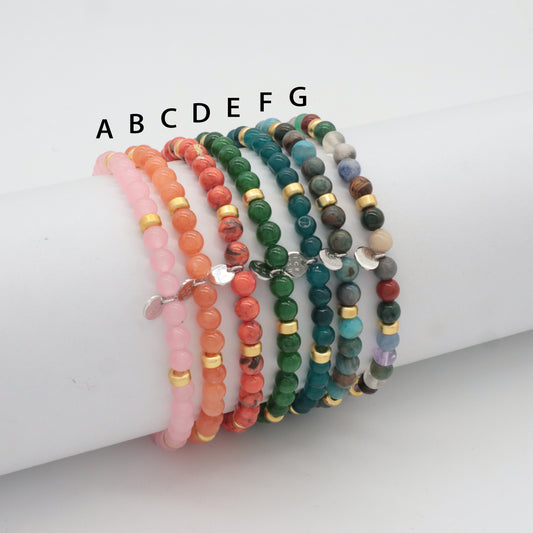 New Bulk Sale OEM Custom Handmade China Factory Fashion 925 Sterling Silver Bead Natural Stone Bracelet For Gift Women
