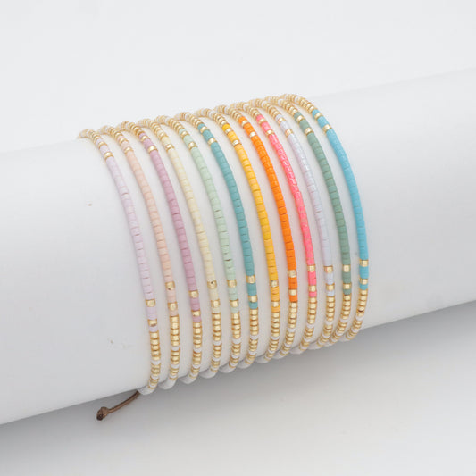 Custom Summer Colorful Miyuki Beads Bangle Handmade Adjustable Bracelet