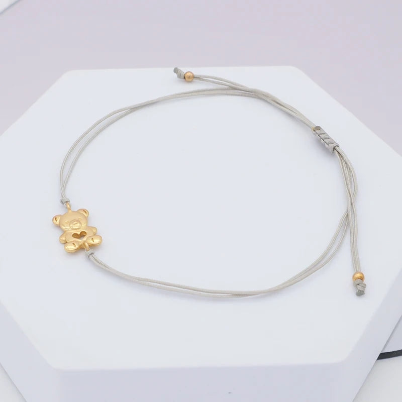Wholesale Friendship gift cross star moon bear butterfly gold plating adjustable handmade 925 sterling silver charm bracelets