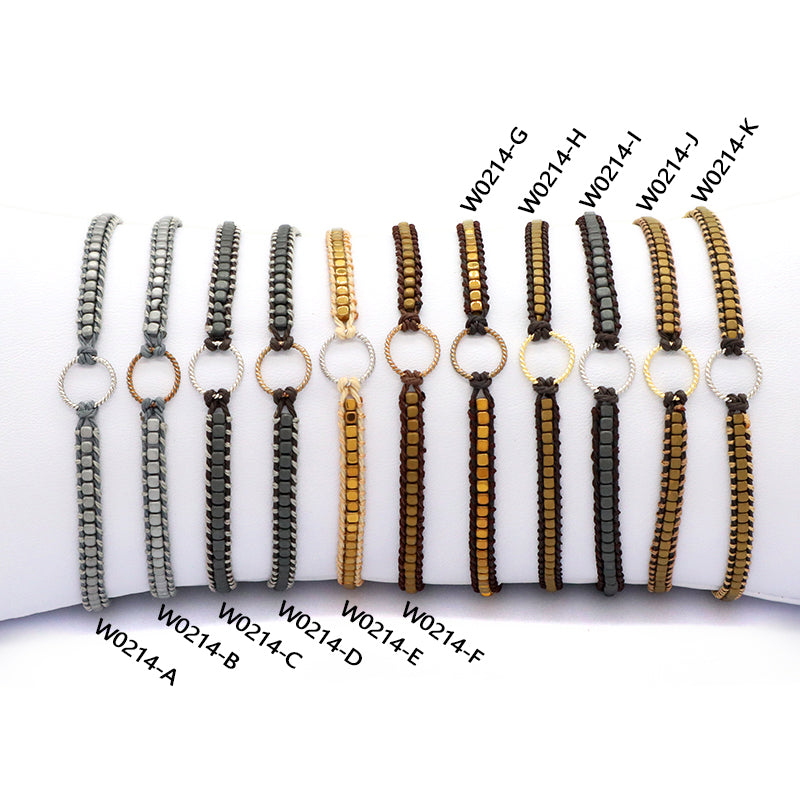 Wholesale China Factory Fashion Handmade OEM Customized Woven Adjustable 925 Sterling Silver Round Charm Hematite Beads Bracelet