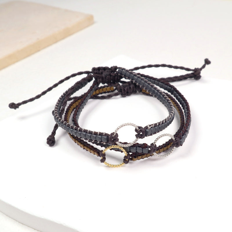 Wholesale China Factory Fashion Handmade OEM Customized Woven Adjustable 925 Sterling Silver Round Charm Hematite Beads Bracelet