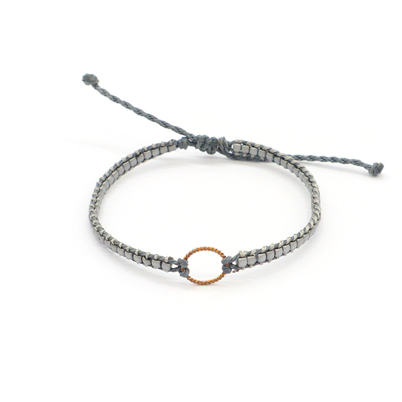 Wholesale China Factory Fashion Handmade OEM Customized Woven Adjustable 925 Sterling Silver Round Charm Hematite Beads Bracelet