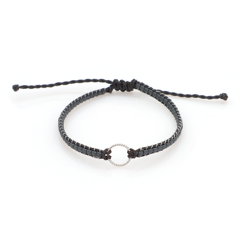 Wholesale China Factory Fashion Handmade OEM Customized Woven Adjustable 925 Sterling Silver Round Charm Hematite Beads Bracelet