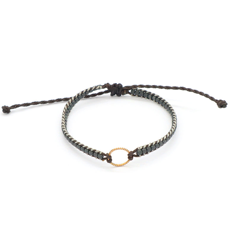 Wholesale China Factory Fashion Handmade OEM Customized Woven Adjustable 925 Sterling Silver Round Charm Hematite Beads Bracelet