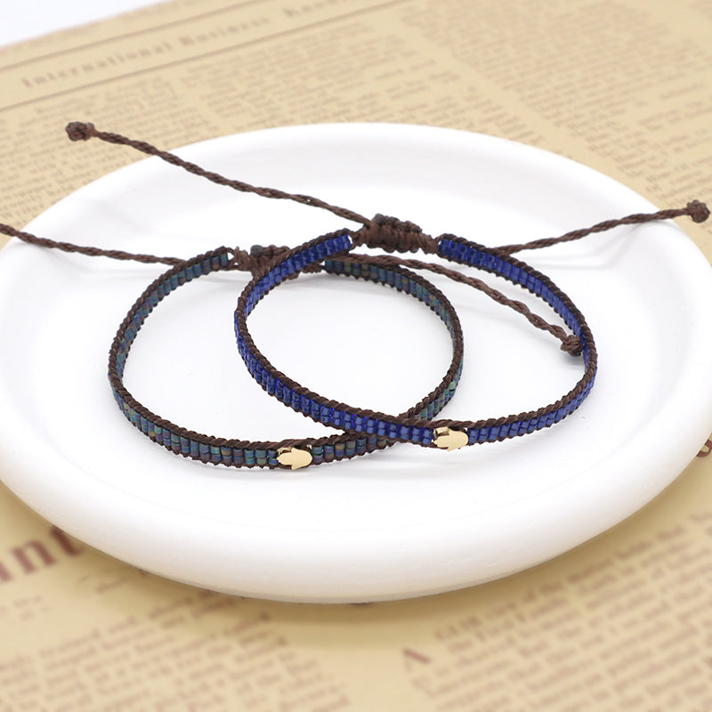 Good Quality OEM Wholesale Best Friend Handmade Fashion Design Adjustable Miyuki Bangles Stainless Steel Charm Miyuki Bracelet