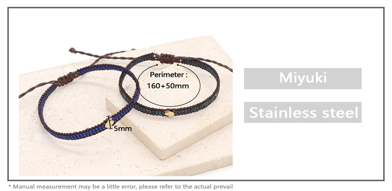 Good Quality OEM Wholesale Best Friend Handmade Fashion Design Adjustable Miyuki Bangles Stainless Steel Charm Miyuki Bracelet
