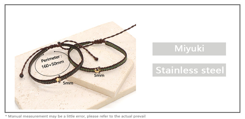 OEM Wholesale Custom Woven Double Layer Best Friend Handmade Adjustable Miyuki Bangle Stainless Steel Charm Miyuki Beads Bracelet