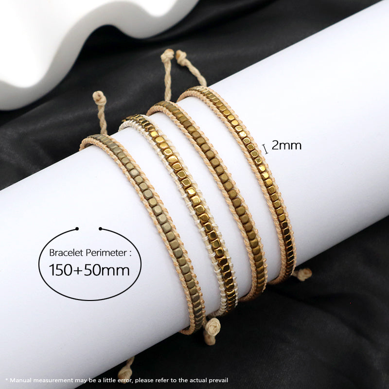 Custom Woven Wholesale Simple Design OEM Wholesale Best Friend Handmade Adjustable Hematite Beads Bangle Bracelet
