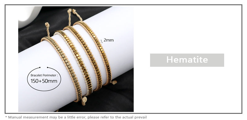 Custom Woven Wholesale Simple Design OEM Wholesale Best Friend Handmade Adjustable Hematite Beads Bangle Bracelet