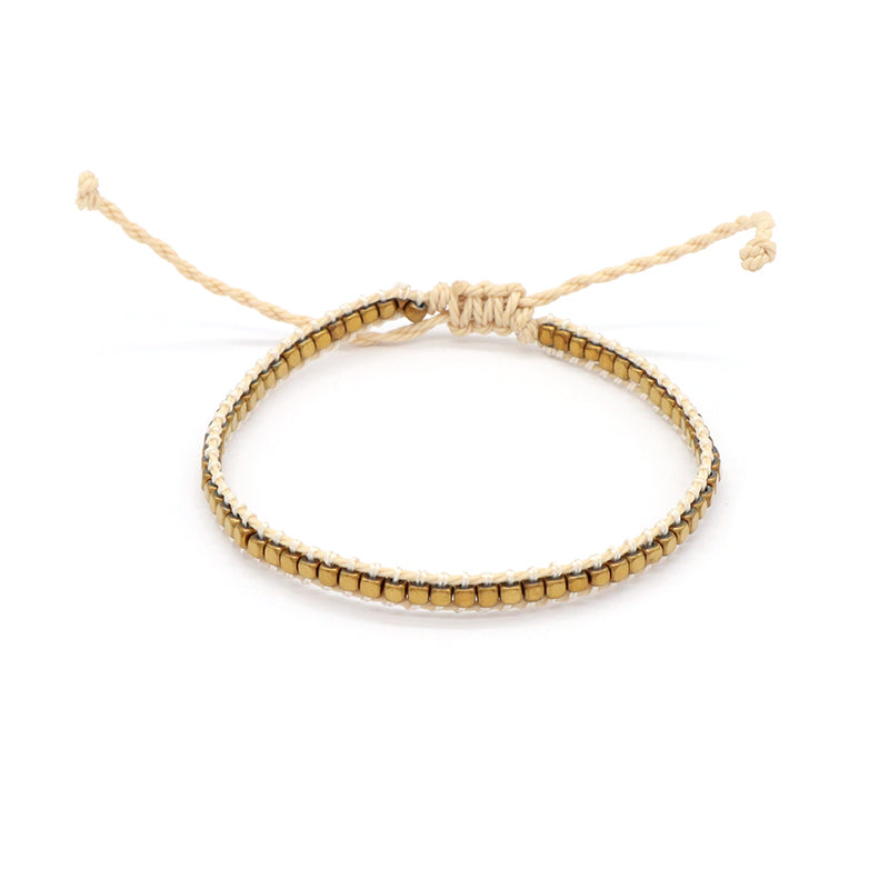 Custom Woven Wholesale Simple Design OEM Wholesale Best Friend Handmade Adjustable Hematite Beads Bangle Bracelet