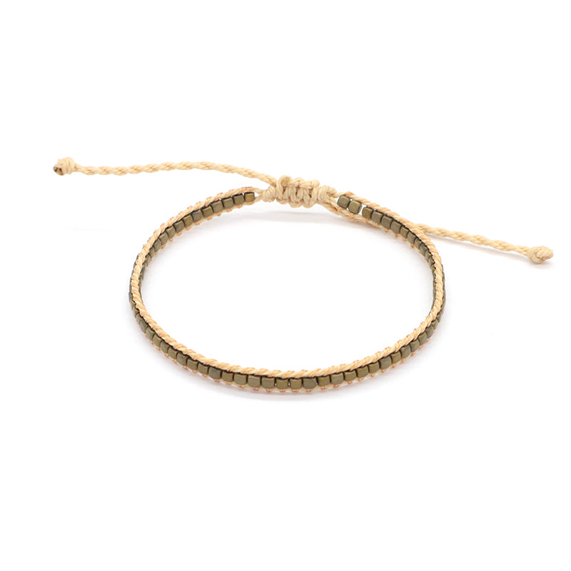Custom Woven Wholesale Simple Design OEM Wholesale Best Friend Handmade Adjustable Hematite Beads Bangle Bracelet