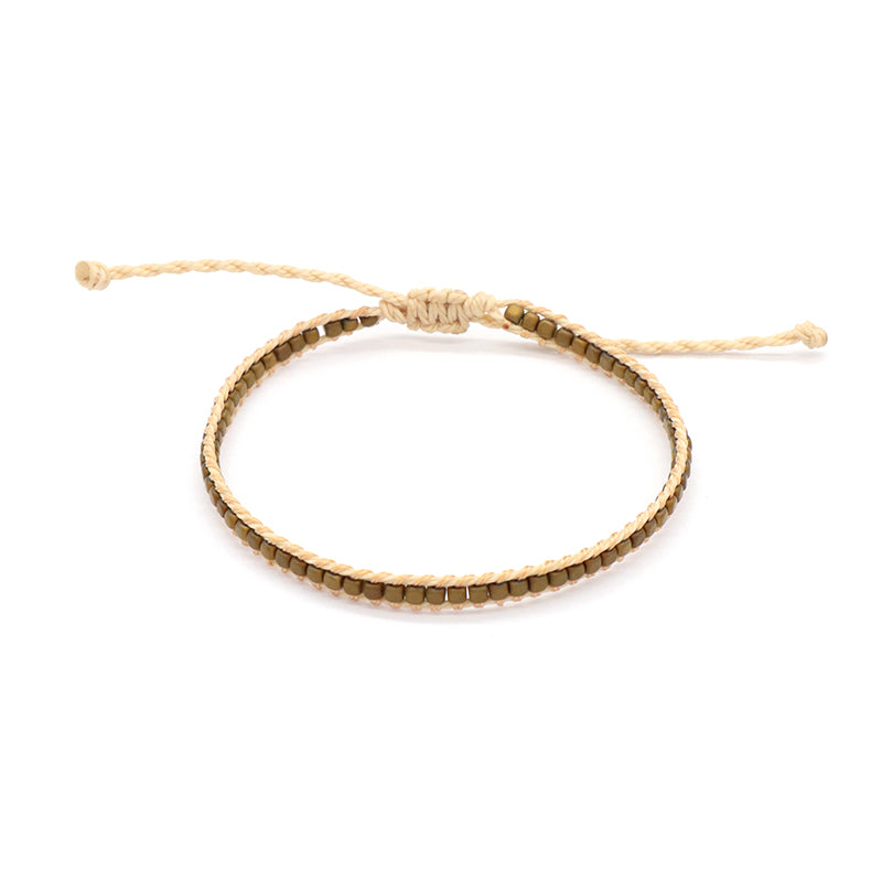 Custom Woven Wholesale Simple Design OEM Wholesale Best Friend Handmade Adjustable Hematite Beads Bangle Bracelet