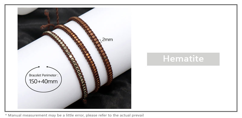 New Custom Woven Wholesale adjustable handmade Jewelry Fashion Braided Woven Adjustable Hematite Beads Bracelets