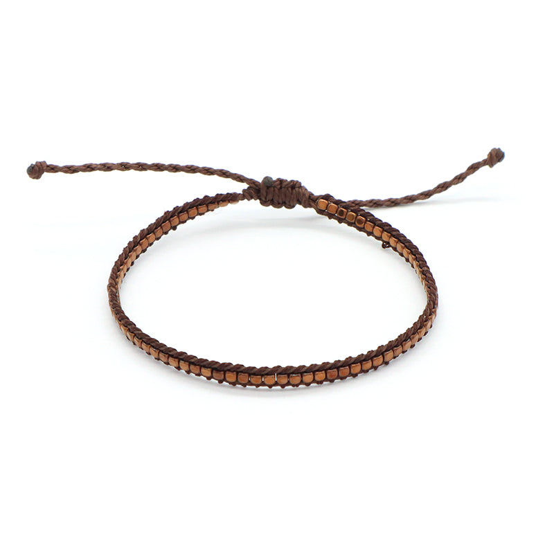 New Custom Woven Wholesale adjustable handmade Jewelry Fashion Braided Woven Adjustable Hematite Beads Bracelets