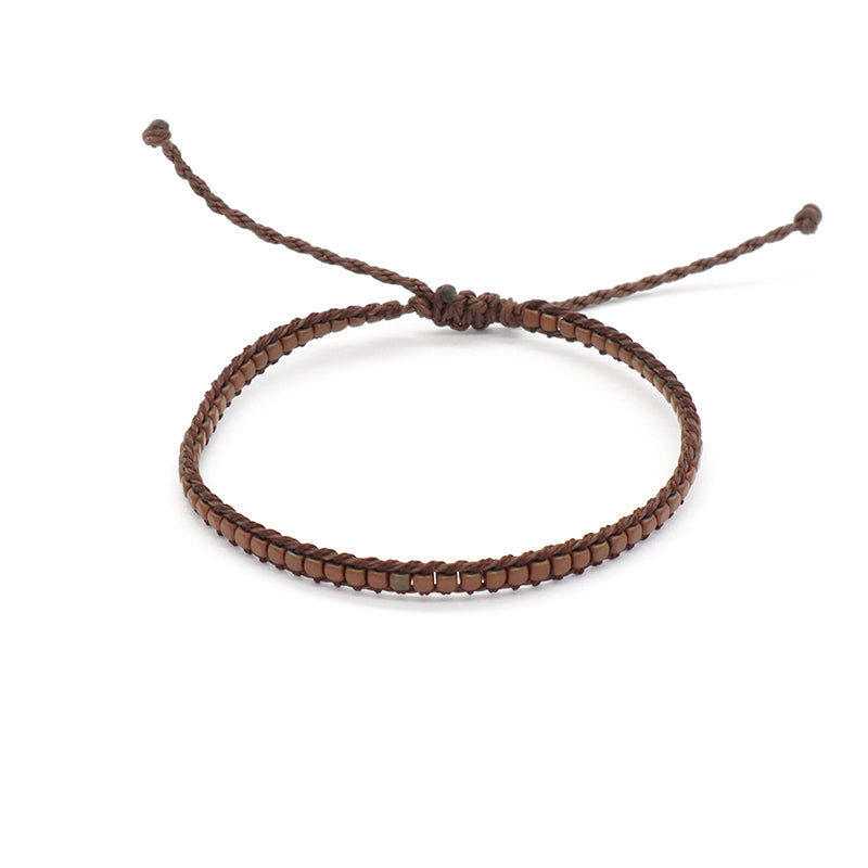 New Custom Woven Wholesale adjustable handmade Jewelry Fashion Braided Woven Adjustable Hematite Beads Bracelets