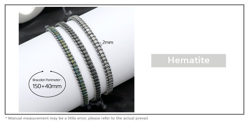 Good quality OEM Simple Design Wholesale Custom Woven Best Friend Handmade Adjustable Hematite Beads Bangle Bracelet