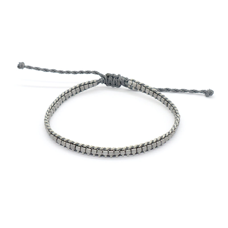 Good quality OEM Simple Design Wholesale Custom Woven Best Friend Handmade Adjustable Hematite Beads Bangle Bracelet