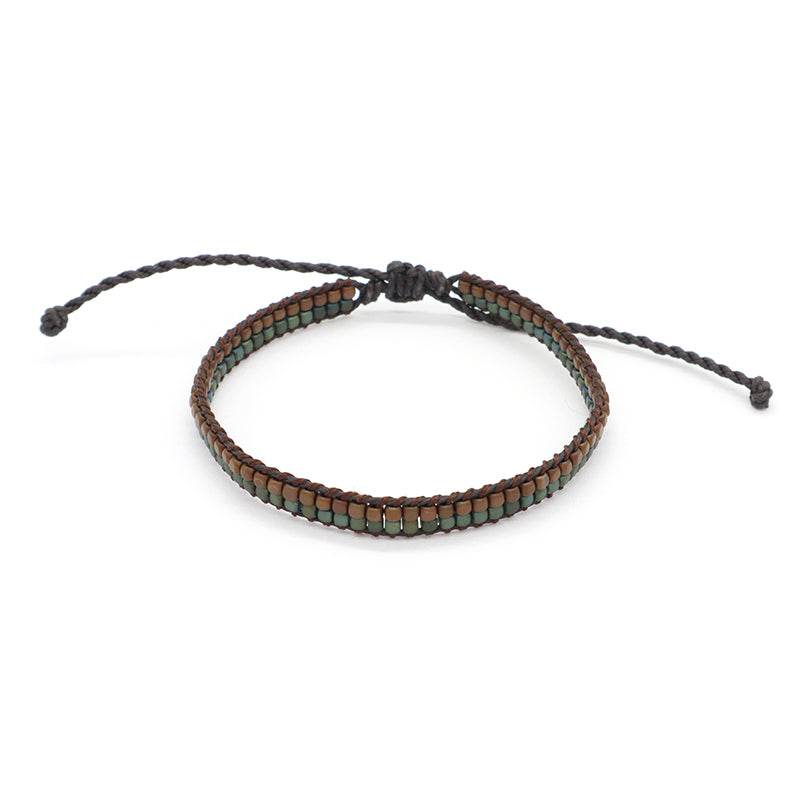 OEM Custom Woven Wholesale Simple Design Best Friend Handmade Adjustable Double Layers Hematite Beads Bangle Bracelet