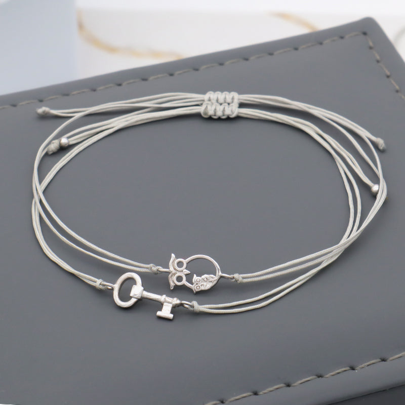 Custom New Fashion Girl Woman Gift Jewelry Simple Design Adjustable Cotton Wire With 925 Sterling Silver Charm Bracelets