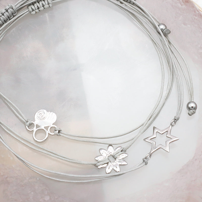 Custom New Fashion Girl Woman Gift Jewelry Simple Design Adjustable Cotton Wire With 925 Sterling Silver Charm Bracelets