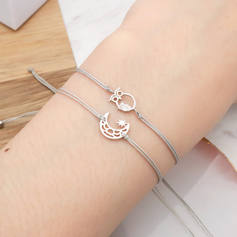Custom New Fashion Girl Woman Gift Jewelry Simple Design Adjustable Cotton Wire With 925 Sterling Silver Charm Bracelets