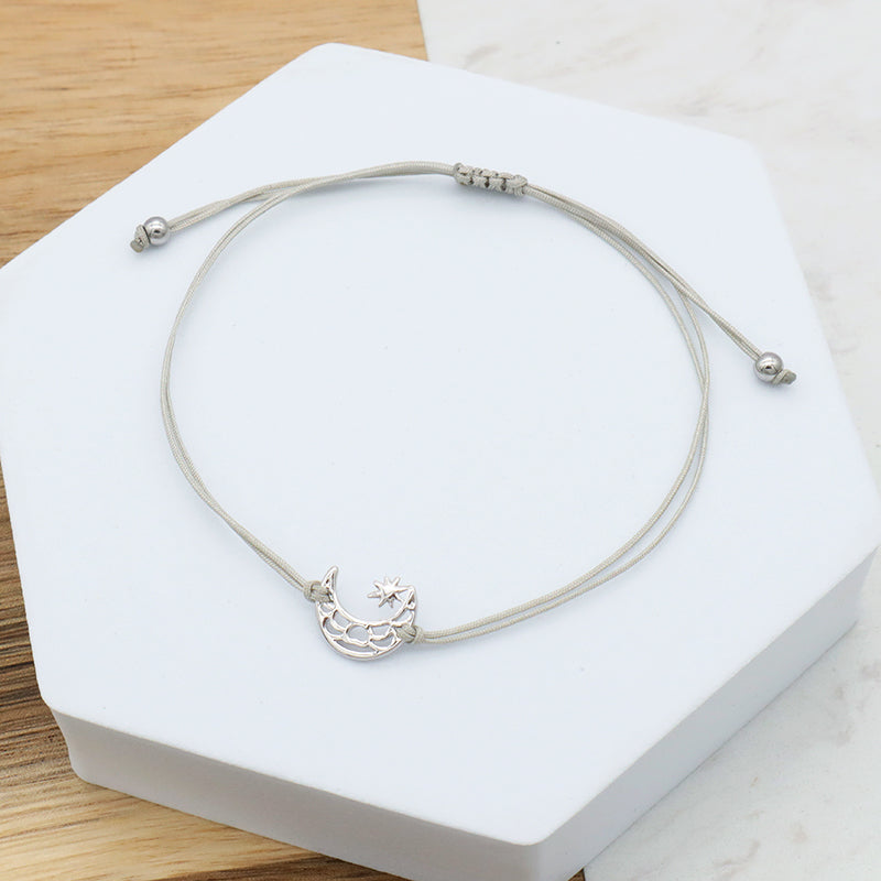 Custom New Fashion Girl Woman Gift Jewelry Simple Design Adjustable Cotton Wire With 925 Sterling Silver Charm Bracelets