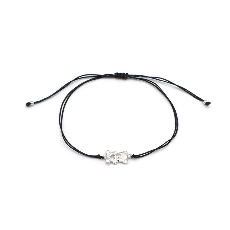 OEM Simple Design Handmade New Fashion Jewelry Adjust 925 Sterling Silver Small Bear Charm Thread Bracelets