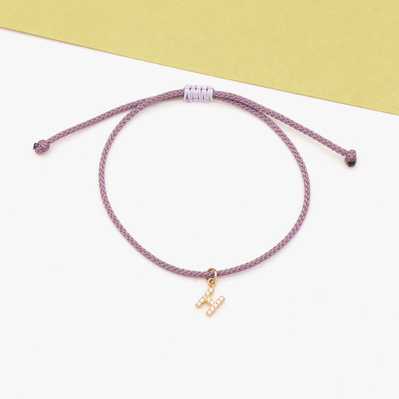 Fashion Jewelry Woman Handmade Adjustable Cotton Bracelet 925 Sterling Silver Letters Initial Charm Bracelet