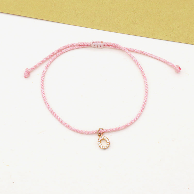 Fashion Jewelry Woman Handmade Adjustable Cotton Bracelet 925 Sterling Silver Letters Initial Charm Bracelet
