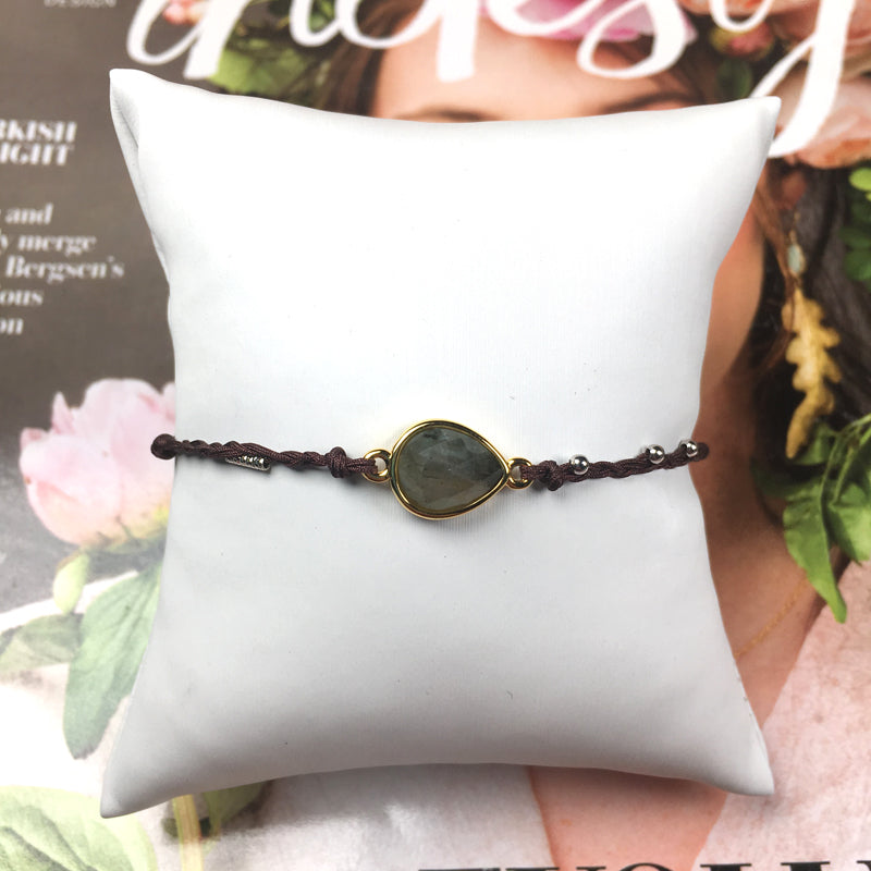 Wholesale New Design Stylish Ladies Bracelet Malachite Semi-precious Crystal 925 Sterling Silver Natural Stone Charm Bracelet